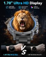 Military Smart Watches for Men, 1.7″ Smartwatch with 1000 mAh Battery/2 Straps/Led Flashlight/Heart Rate/Sleep Monitor 100+ Sport Modes, Answer/Make Calls Fitness Watch for Android/iPhone - Image 4