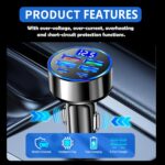 6 Port Fast USB Car Charger (PD+QC3.0),Cigarette Lighter USB Charger with LED Digital Display,Universal Car Charger Adapter Car Accessories Interior for Most 12V/24V Vehicles - Image 5