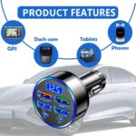 6 Port Fast USB Car Charger (PD+QC3.0),Cigarette Lighter USB Charger with LED Digital Display,Universal Car Charger Adapter Car Accessories Interior for Most 12V/24V Vehicles - Image 7