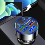 6 Port Fast USB Car Charger (PD+QC3.0),Cigarette Lighter USB Charger with LED Digital Display,Universal Car Charger Adapter Car Accessories Interior for Most 12V/24V Vehicles - Image 8