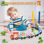 Toys for Toddlers, 11 Magnetic Wooden Animals Train Set, Montessori Toys for Toddlers, Preschool Learning Activities for Kids, Birthday Gifts for Boys, Girls - Image 3