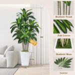 6FT Artificial Dracaena Tree, Fake Tree Indoor with White Tall Planter,Tall Artificial Plants Indoor,Artificial Silk Tree for Home Office Decor,Housewarming Gift (White) - Image 4