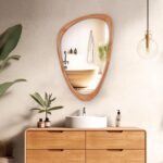 WallBeyond Asymmetrical Mirror, Irregular Wall Mirror, Wall Mirrors Decorative for Bedroom Living Room Entryway Hall, Wood Mirror for mid Century Modern Decor 30" H x 19" W - Image 3