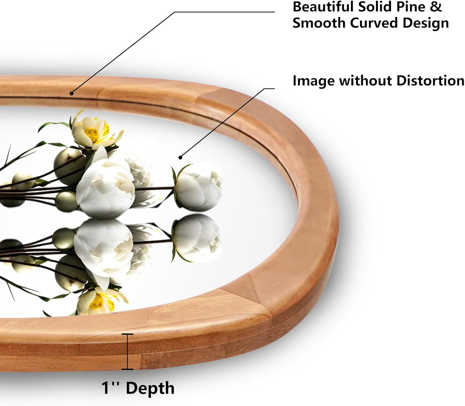 WallBeyond Asymmetrical Mirror, Irregular Wall Mirror, Wall Mirrors Decorative for Bedroom Living Room Entryway Hall, Wood Mirror for mid Century Modern Decor 30" H x 19" W - Image 5