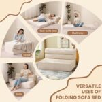 Folding Sofa Bed, Convertible Sleeper Chair with Pilow Foldable Matress, 2 in 1 Pull Out Loveseat Sofa Portable Fold Out Chair Bed Comfy Floor Couch Lounge for Living Room Bedroom - Image 6