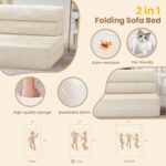 Folding Sofa Bed, Convertible Sleeper Chair with Pilow Foldable Matress, 2 in 1 Pull Out Loveseat Sofa Portable Fold Out Chair Bed Comfy Floor Couch Lounge for Living Room Bedroom - Image 8