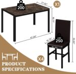 Recaceik Dining Table Set for 4 Kitchen Table and Chairs, Faux Marble Dinner Table with 4 PU Leather Sets for Dining Room Breakfast Nook Apartment - Image 6