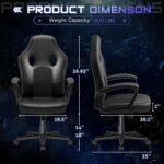 Office Gaming Chair High Back Leather Computer Chairs Ergonomic Height Adjustable Racing Game Desk Chair Executive Conference Task Chair (Black) - Image 4