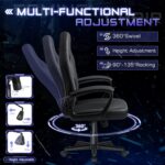 Office Gaming Chair High Back Leather Computer Chairs Ergonomic Height Adjustable Racing Game Desk Chair Executive Conference Task Chair (Black) - Image 5