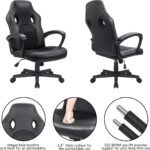 Office Gaming Chair High Back Leather Computer Chairs Ergonomic Height Adjustable Racing Game Desk Chair Executive Conference Task Chair (Black) - Image 9