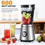 Blender,Blenders for Kitchen,Glass Blender for Shakes and Smoothies,crush ice,51 oz Glass Jar,Simple Speed Dial,6 Stainless Steel Blades, Ice Crusher with Speed Control, Silver. - Image 3