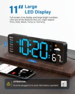Digital Wall Clock, Digital Clock Large Display with Remote Control, Corded LED Alarm Clocks with Date, Week, Temp, Humidity, Auto DST, Countdown, for Living Room Bedroom Classroom Office (Blue) - Image 3