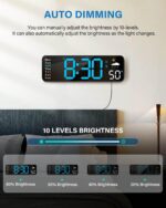 Digital Wall Clock, Digital Clock Large Display with Remote Control, Corded LED Alarm Clocks with Date, Week, Temp, Humidity, Auto DST, Countdown, for Living Room Bedroom Classroom Office (Blue) - Image 4