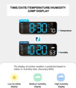Digital Wall Clock, Digital Clock Large Display with Remote Control, Corded LED Alarm Clocks with Date, Week, Temp, Humidity, Auto DST, Countdown, for Living Room Bedroom Classroom Office (Blue) - Image 5