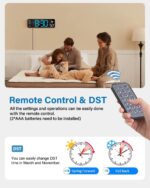 Digital Wall Clock, Digital Clock Large Display with Remote Control, Corded LED Alarm Clocks with Date, Week, Temp, Humidity, Auto DST, Countdown, for Living Room Bedroom Classroom Office (Blue) - Image 8