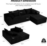 Black Cloud Couch Sectional Sofa in Box with L-Shape Chaise,Modern Modular Couches Upholstered with Deep Seat for Living Room,No Assembly Required - Image 3