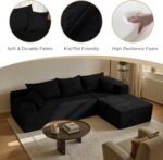 Black Cloud Couch Sectional Sofa in Box with L-Shape Chaise,Modern Modular Couches Upholstered with Deep Seat for Living Room,No Assembly Required - Image 4