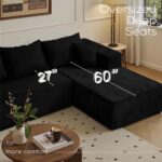 Black Cloud Couch Sectional Sofa in Box with L-Shape Chaise,Modern Modular Couches Upholstered with Deep Seat for Living Room,No Assembly Required - Image 5