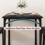 Kitchen Table and Chairs for 4, Rectangular Dining Set with Upholstered Chairs, Perfect for Small Spaces, Rustic Black - Image 5