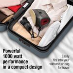 CHI Mini Steam Iron for Clothes, Sewing, Crafting and Travel with Titanium Infused Ceramic Soleplate, 1000 Watts, XL 10’ Cord, 3-Way Auto Shutoff, Portable, Vacation Essentials, Black (13120) - Image 3