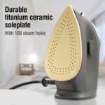 CHI Mini Steam Iron for Clothes, Sewing, Crafting and Travel with Titanium Infused Ceramic Soleplate, 1000 Watts, XL 10’ Cord, 3-Way Auto Shutoff, Portable, Vacation Essentials, Black (13120) - Image 5