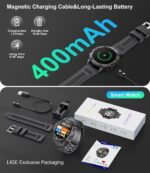 SUNKTA Military Smart Watch for Men(Answer/Dial Calls),100 Sports Modes, 5ATM Waterproof Fitness Watch with Heart Rate/SpO2/Blood Pressure for Android and iOS,1.39''HD DIY Screen Smartwatch Black - Image 8