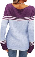 Danedvi Womens Fall Fashion 2025 Sweaters Colorblock Lightweight Striped Crewneck Winter Trendy Pullover Tops - Image 5