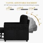 DWVO 55" Convertible Sofa Bed, 3-in-1 Sleeper Sofa with Pull-Out Bed, Linen Futon Couch with Side Pocket and Adjustable Backrest, Modern Loveseat for Living Room, Balck - Image 4