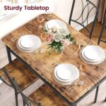 CABIHOME Dining Table Set for 4, Kitchen Table Set with 4 Chairs, Rectangular Dining Table Set for 4, Kitchen Table Set for Apartment, Small Space, Dining Room, Retro Brown - Image 6