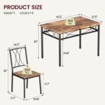CABIHOME Dining Table Set for 4, Kitchen Table Set with 4 Chairs, Rectangular Dining Table Set for 4, Kitchen Table Set for Apartment, Small Space, Dining Room, Retro Brown - Image 7