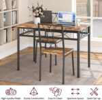 CABIHOME Dining Table Set for 4, Kitchen Table Set with 4 Chairs, Rectangular Dining Table Set for 4, Kitchen Table Set for Apartment, Small Space, Dining Room, Retro Brown - Image 8