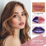 3 PCS Peel Off Lip Stain Set,Pink Peel Off Lip Liner Lip Tint Set,Long-Lasting Matte Peel Off Lip Gloss,Waterproof Non-stick Cup Peel Off Lipstick - Image 3
