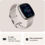 Fitbit Sense 2 Advanced Health and Fitness Smartwatch with Tools to Manage Stress and Sleep, ECG App, SpO2, 24/7 Heart Rate and GPS, Lunar White/Platinum, One Size (S & L Bands Included) - Image 8