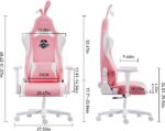 AutoFull C2 Gaming Chair,Ergonomic Wingless Cushion Computer Chair,PU Leather Racing Style Office Chair with Lumbar Support Pillow and Footrest,Pink - Image 3