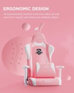 AutoFull C2 Gaming Chair,Ergonomic Wingless Cushion Computer Chair,PU Leather Racing Style Office Chair with Lumbar Support Pillow and Footrest,Pink - Image 7