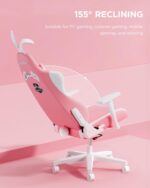 AutoFull C2 Gaming Chair,Ergonomic Wingless Cushion Computer Chair,PU Leather Racing Style Office Chair with Lumbar Support Pillow and Footrest,Pink - Image 9