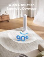Dreo Tower Fan for Bedroom, 25ft/s Velocity Quiet Floor Fan, 90° Oscillating Fans for Indoors with 4 Speeds, 4 Modes, 8H Timer, Standing Fans, Bladeless Fan, White, Nomad One (DR-HTF007) - Image 6