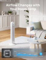 Dreo Tower Fan for Bedroom, 25ft/s Velocity Quiet Floor Fan, 90° Oscillating Fans for Indoors with 4 Speeds, 4 Modes, 8H Timer, Standing Fans, Bladeless Fan, White, Nomad One (DR-HTF007) - Image 8