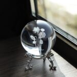 HDCRYSTALGIFTS 3D Engrving Crystal Lotus Flower Figurine 60mm Flower Crystal Ball with Stand Glass Decorative Ball Sphere for Home Decor Gift - Image 8