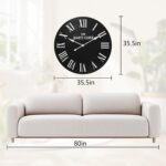 ARTPOWER Large Farmhouse Wall Clock, 35.5” Shiplap Wall Clock with Roman Numeral, Nearly Non-Ticking, Round Wall Clocks for Living Room Decor, Office, Bedroom, Entrance, Black - Image 3