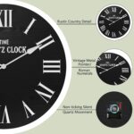 ARTPOWER Large Farmhouse Wall Clock, 35.5” Shiplap Wall Clock with Roman Numeral, Nearly Non-Ticking, Round Wall Clocks for Living Room Decor, Office, Bedroom, Entrance, Black - Image 4