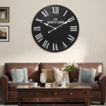 ARTPOWER Large Farmhouse Wall Clock, 35.5” Shiplap Wall Clock with Roman Numeral, Nearly Non-Ticking, Round Wall Clocks for Living Room Decor, Office, Bedroom, Entrance, Black - Image 5