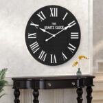 ARTPOWER Large Farmhouse Wall Clock, 35.5” Shiplap Wall Clock with Roman Numeral, Nearly Non-Ticking, Round Wall Clocks for Living Room Decor, Office, Bedroom, Entrance, Black - Image 7
