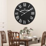 ARTPOWER Large Farmhouse Wall Clock, 35.5” Shiplap Wall Clock with Roman Numeral, Nearly Non-Ticking, Round Wall Clocks for Living Room Decor, Office, Bedroom, Entrance, Black - Image 8