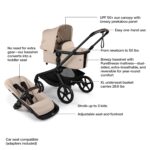 Bugaboo Kangaroo All-Terrain Single-to-Double Tandem Stroller for Infant and Toddler, for Up to Three Kids, XL Wheels, One-Hand Operation, Large Bassinet, XL Underseat Storage (Desert Taupe) - Image 4