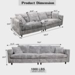 104.3'' Cloud Couch, 4 Deep Seat Convertible Modular Sectional Sofa, Plush Corduroy & Memory Foam Couches with 6 Soft Pillows for Living Room, Apartment (Grey, 104.3'') - Image 3