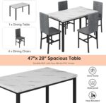 Hooseng 5-Piece Dining Table Set for 4 with Faux Marble Top & Velvet Chairs, Space Saving Modern Kitchen Table Set for Small Spaces, Apartments - Image 10