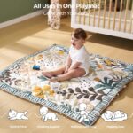 Momcozy Baby Play Mat for Floor, 50x50 Thickened Playpen Mat, Playmate for Baby Tummy Time, Waterproof & Non-Slip, Foldable Outdoor Mat with Carrying Handle, Forest World - Image 8