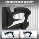 Gaming Chair for Adults and Teens, Ergonomic Leather Video Game Chairs with Footrest, Wide Seat, Reclining Back, Neck & Lumbar Support, Adjustable Swivel Computer Desk Chair, Black/White - Image 5