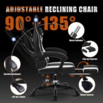 Gaming Chair for Adults and Teens, Ergonomic Leather Video Game Chairs with Footrest, Wide Seat, Reclining Back, Neck & Lumbar Support, Adjustable Swivel Computer Desk Chair, Black/White - Image 7